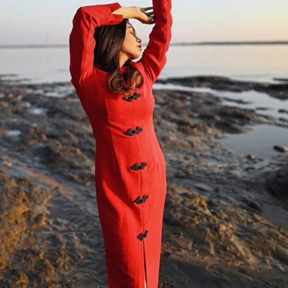 🔥FINAL SALE🔥 ZARA Red Toggle Dress - Picture 2 of 16